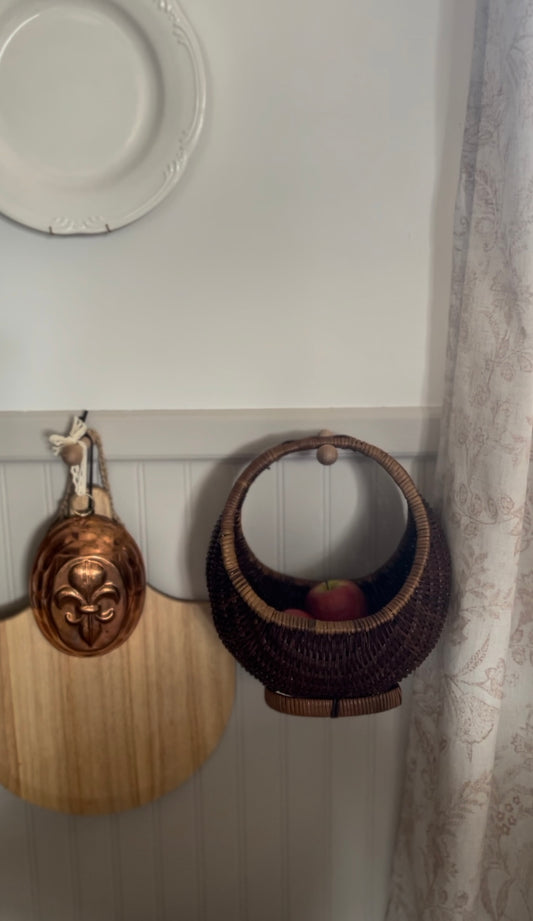 Rounded Crescent Shaped Vintage Two-Toned Storage Basket