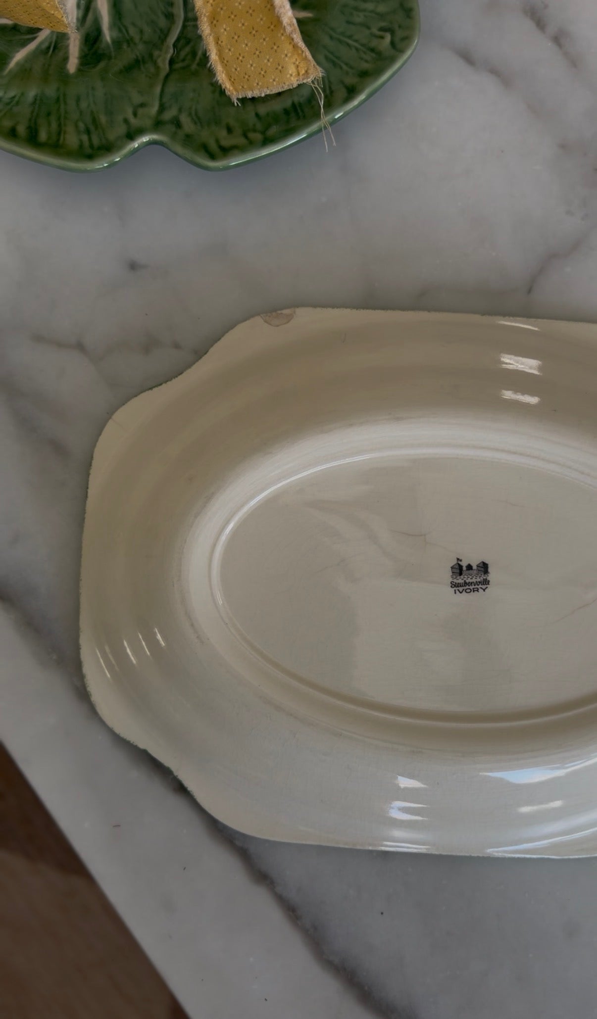Green Floral Steubenville Ivory Platter