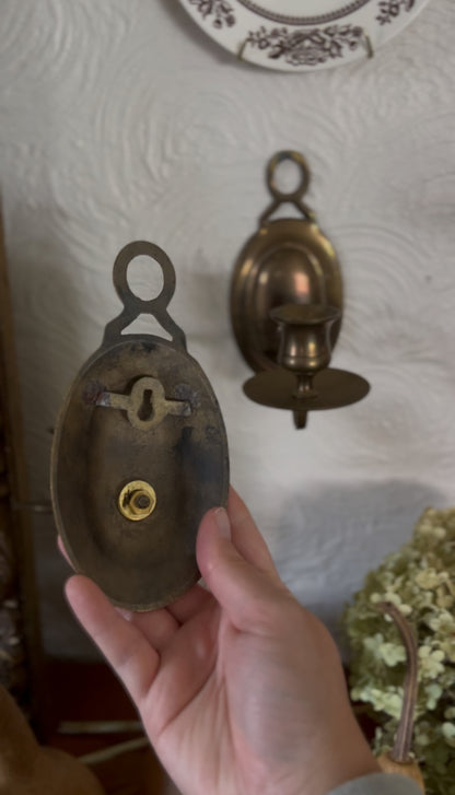 Set of 2 Brass Candle Sconces