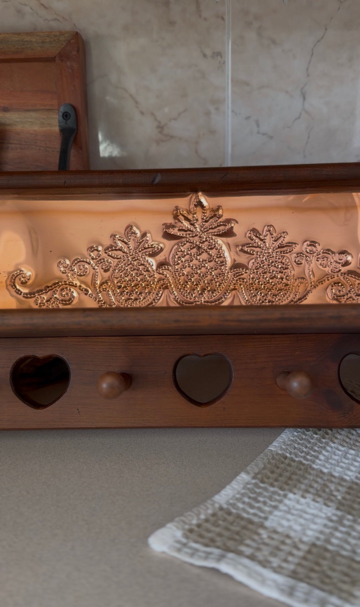Wooden Shelf with Copper Backing