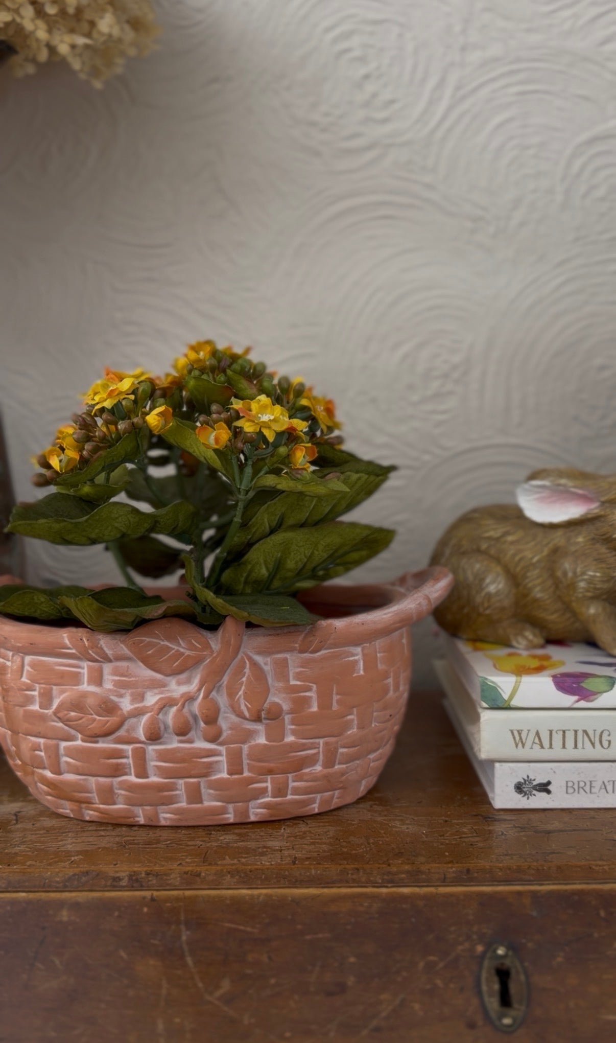 Terracotta Basket Planter (flowers not included)