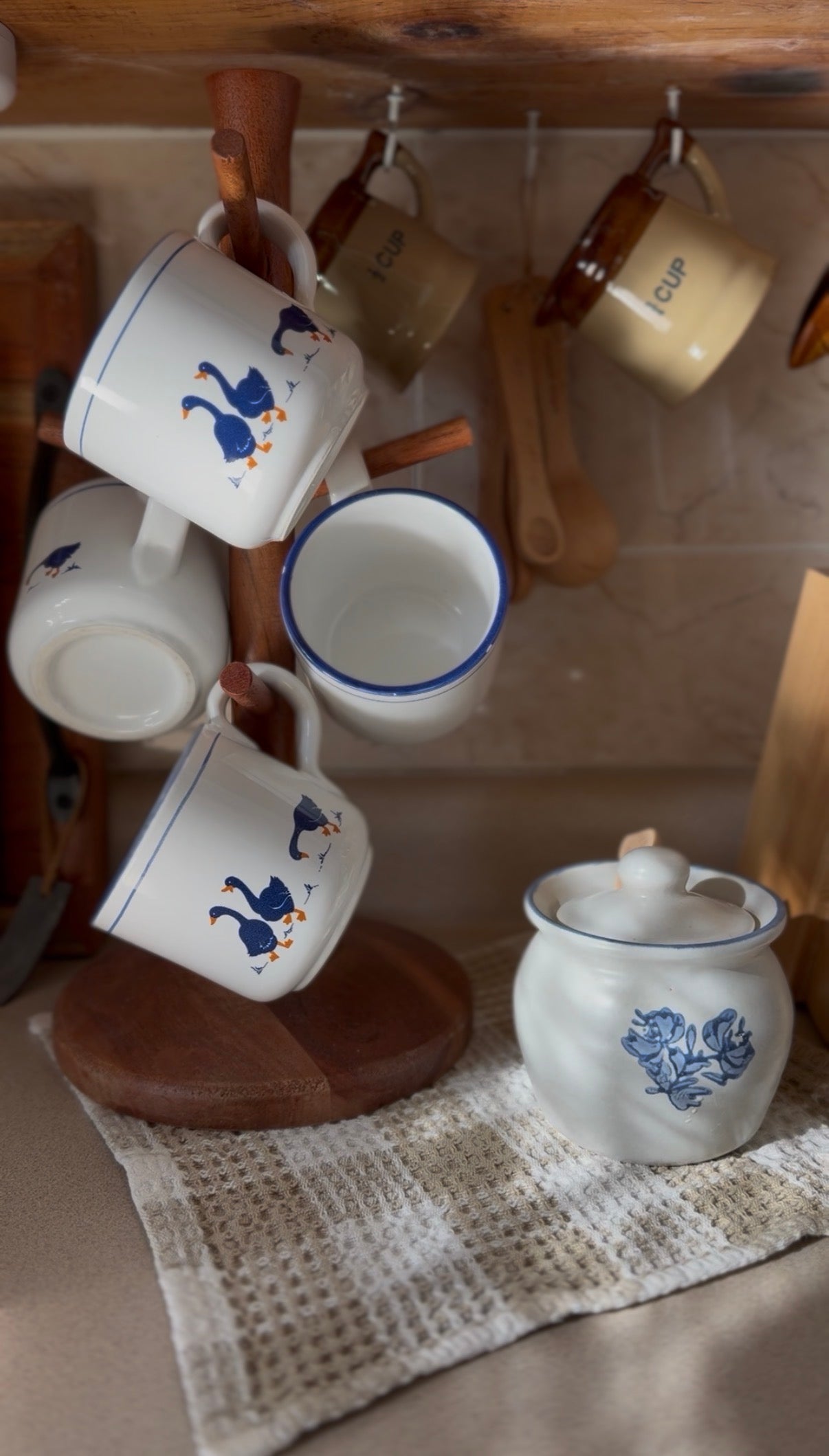 Vintage Rosenthal Netter Blue Geese Ceramic Mugs (set of 4)