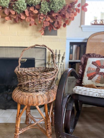 Rustic Hand-Woven Twig and Willow Gathering Basket