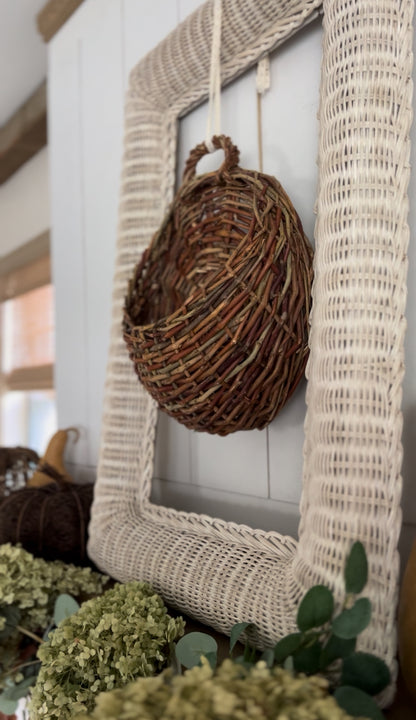 Multi-Colored Woven Stick Hanging Basket
