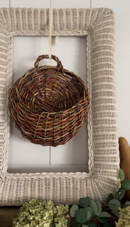 Multi-Colored Woven Stick Hanging Basket
