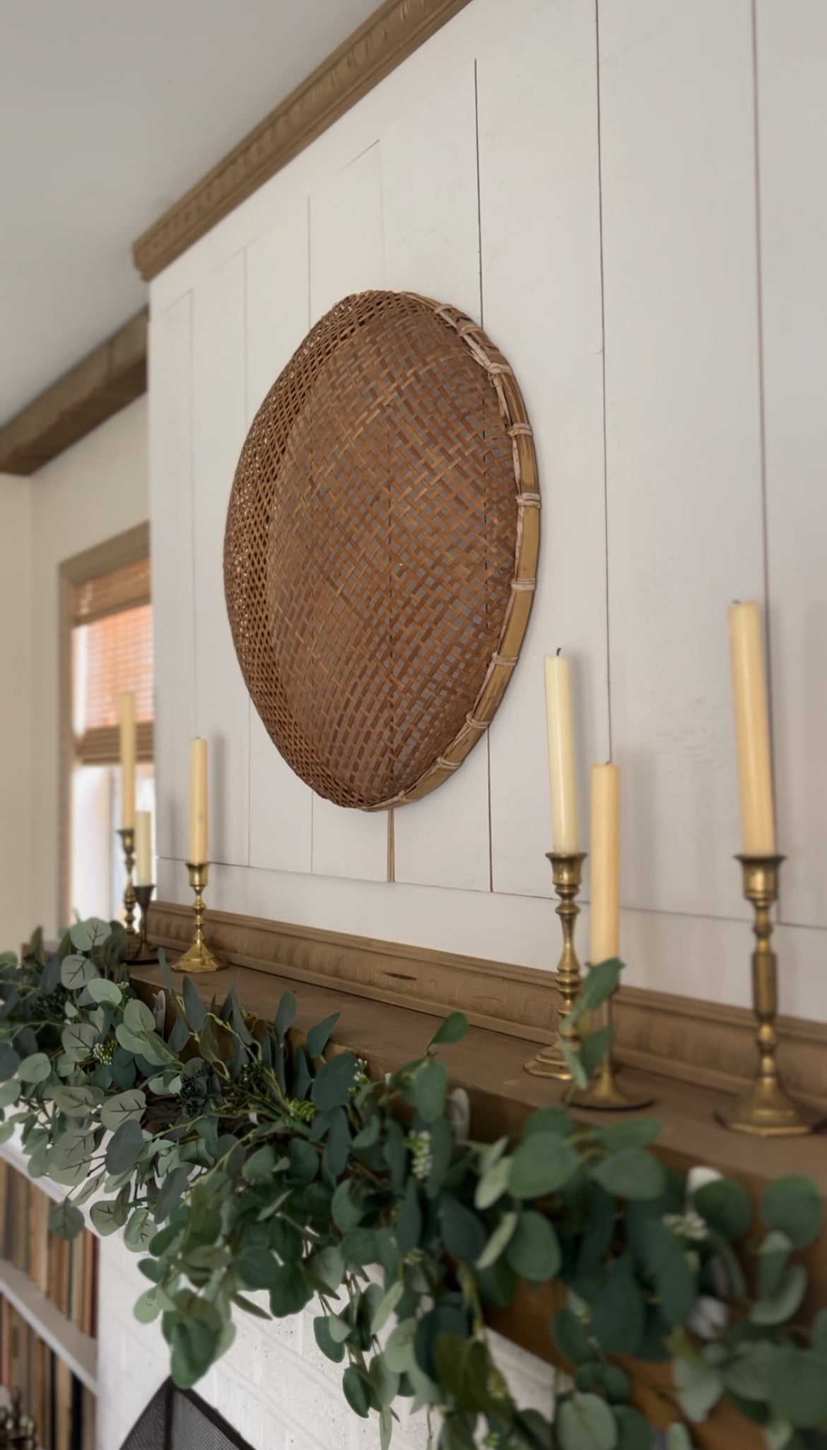 Large Vintage Woven Winnowing Basket (2 available, 1 slightly larger)
