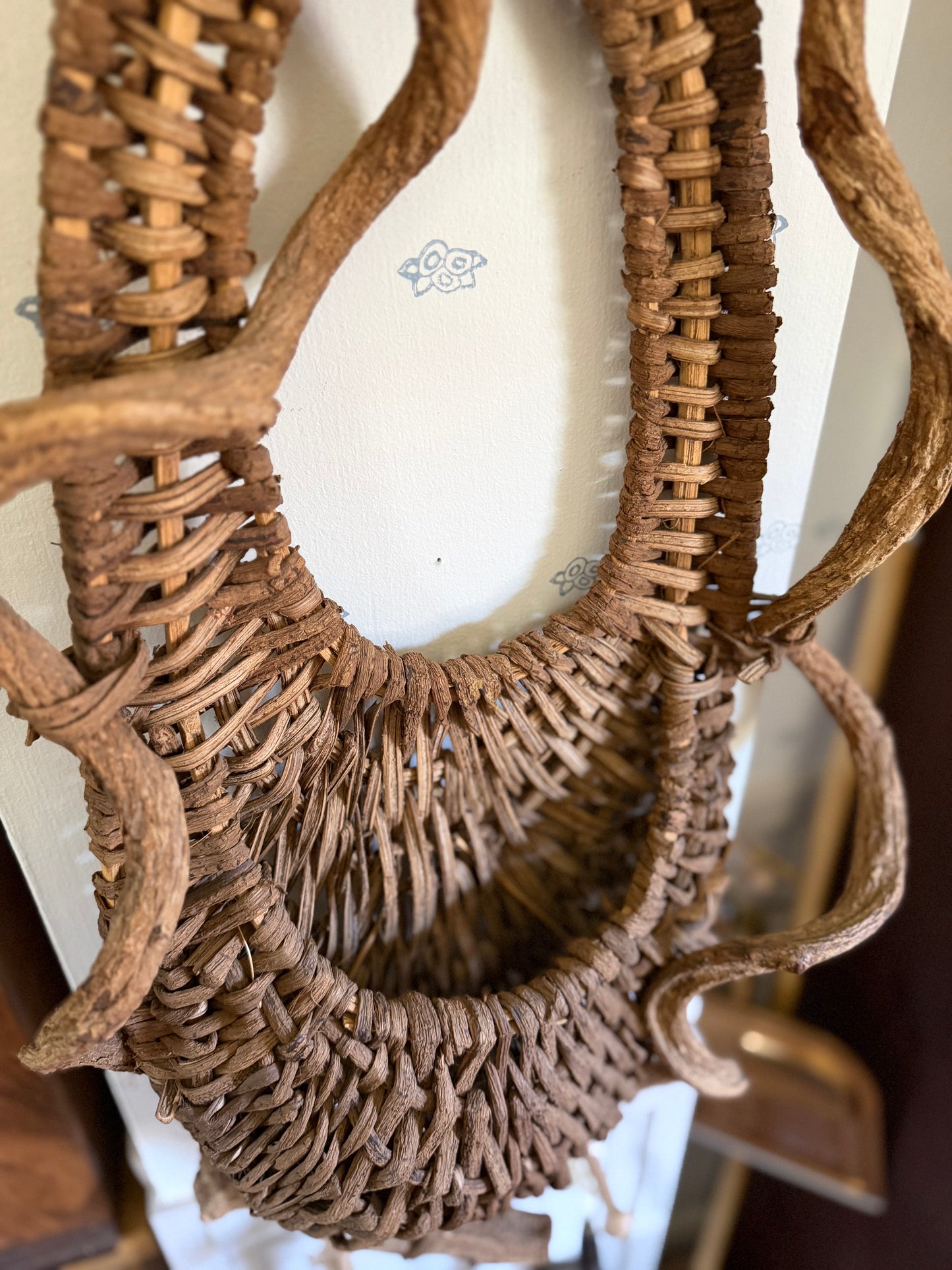 Handwoven Willow and Branch Hanging Basket