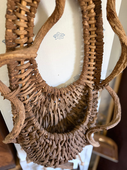 Handwoven Willow and Branch Hanging Basket