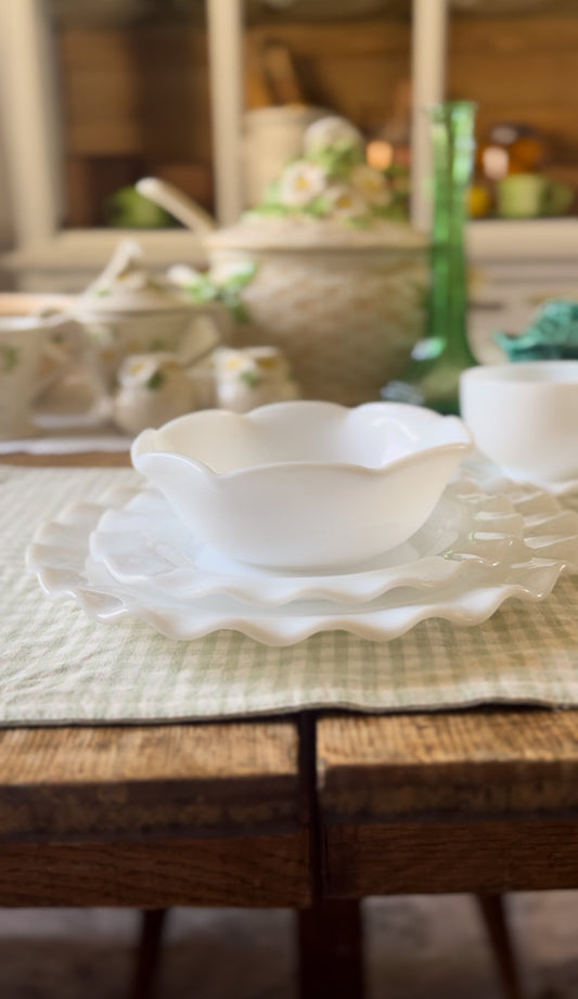 Hazel Atlas Ripple Crinoline set of 4 Bowls