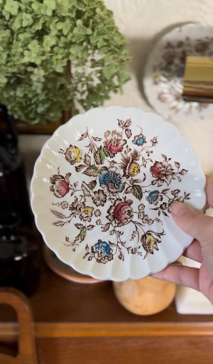 Set of 3 Staffordshire Bouquet Saucers Made in England