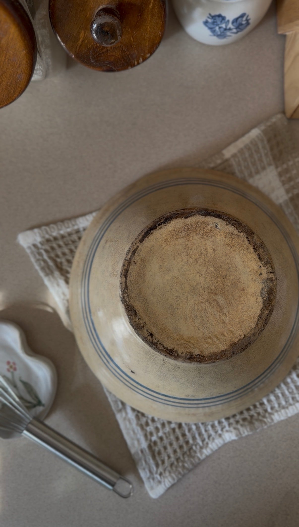 Antique Striped Stoneware Bowl