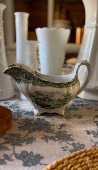 Ridgways England Grecian Green Ironstone Gravy Boat