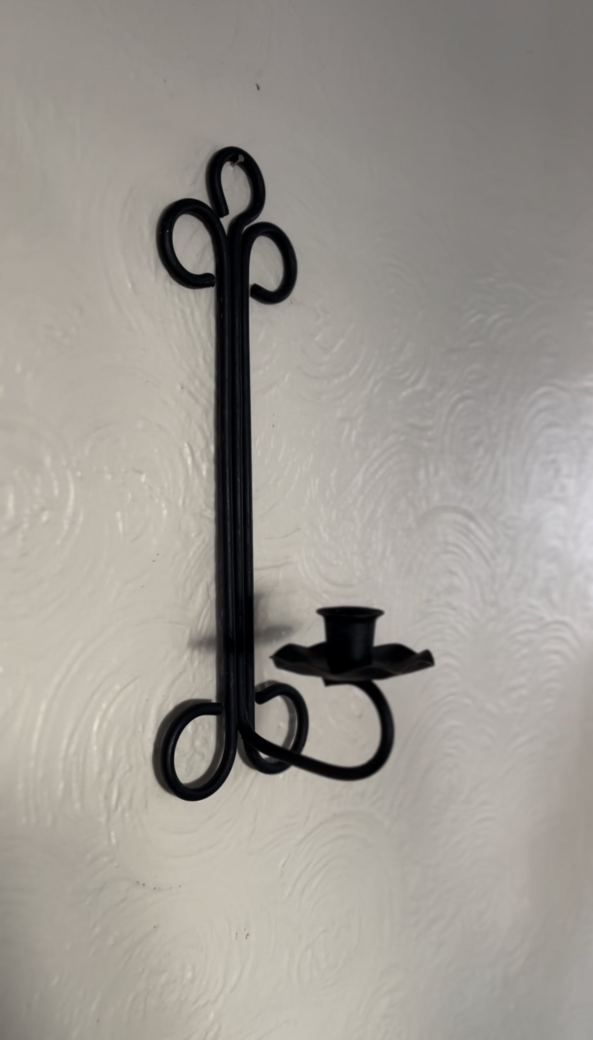 Set of Two Black Wrought Iron Sconces (*candle not included)