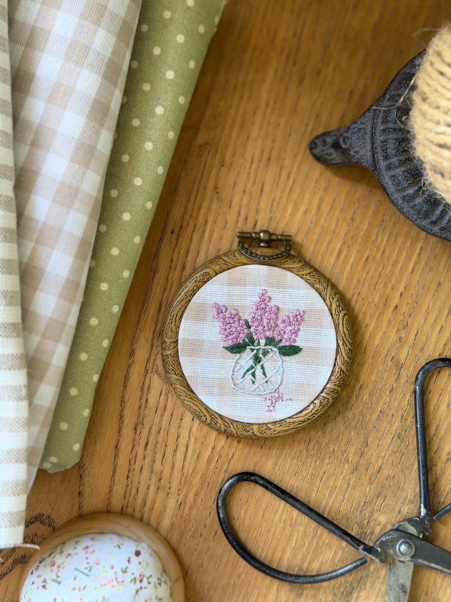 Mini Vase of Lilacs Embroidery Magnet