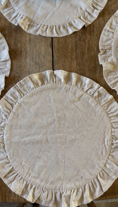 Set of Four Round Ruffled Placemats (plates not included)
