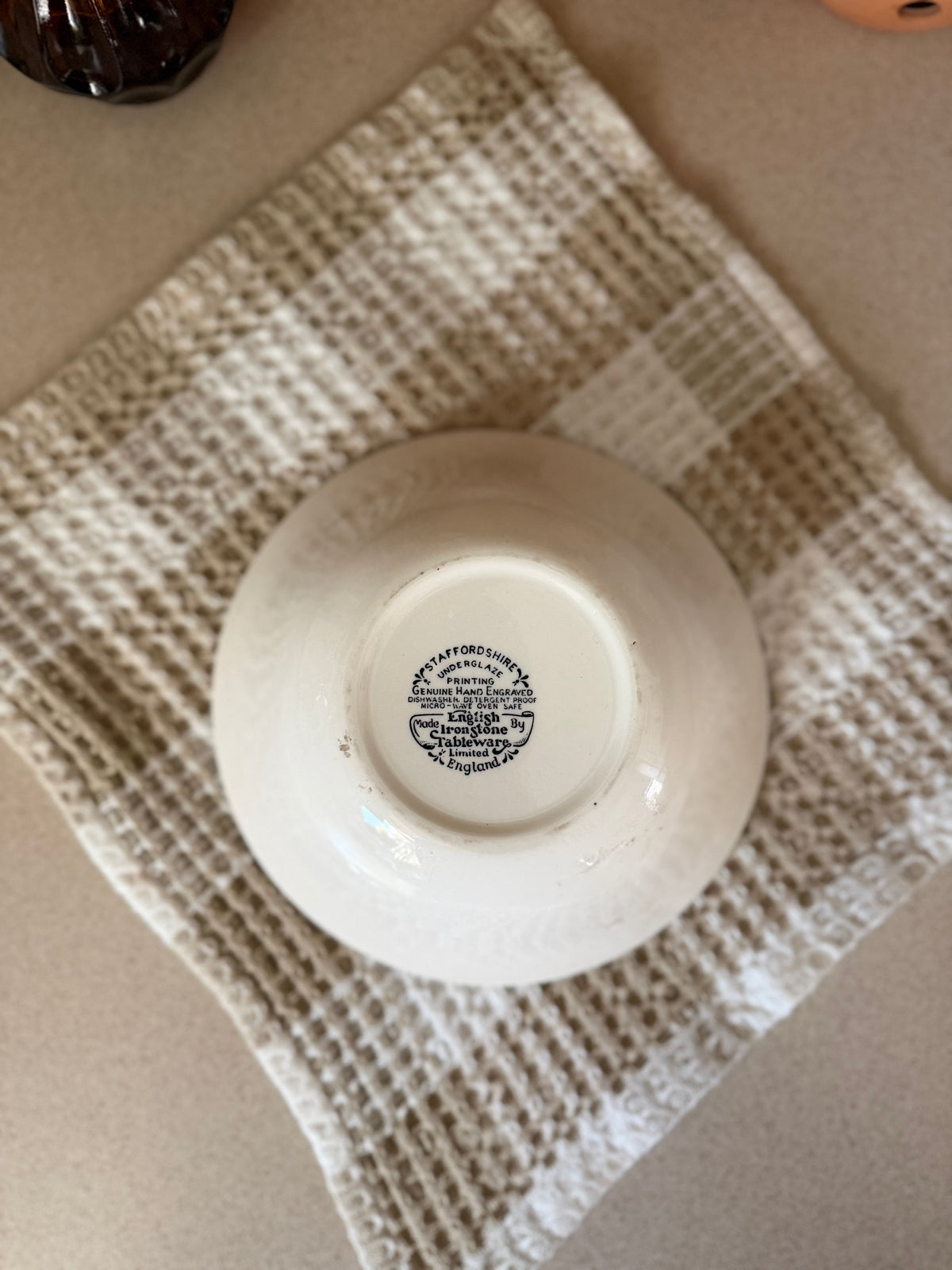 Set of 4 Brown Transferware Bowls by English Ironstone Tableware