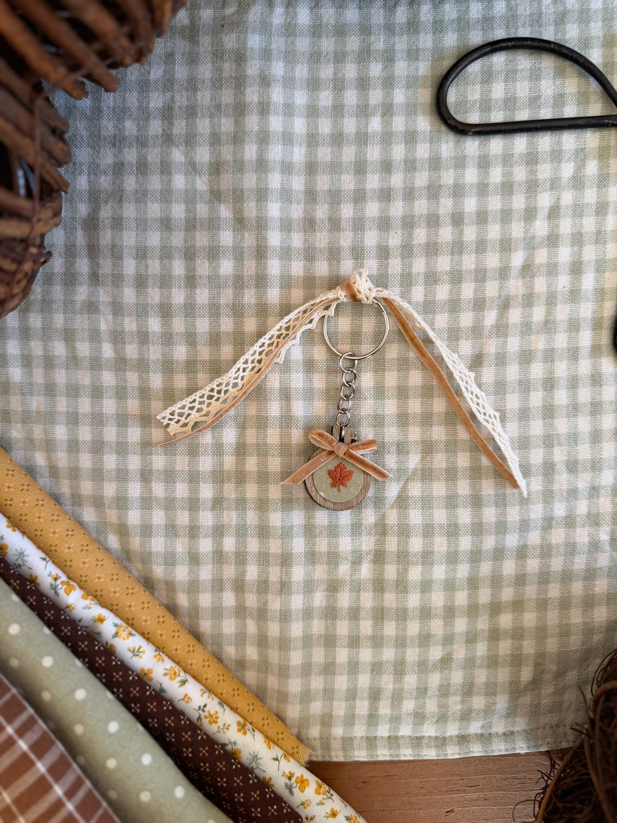 Maple Leaf Embroidery Keychain