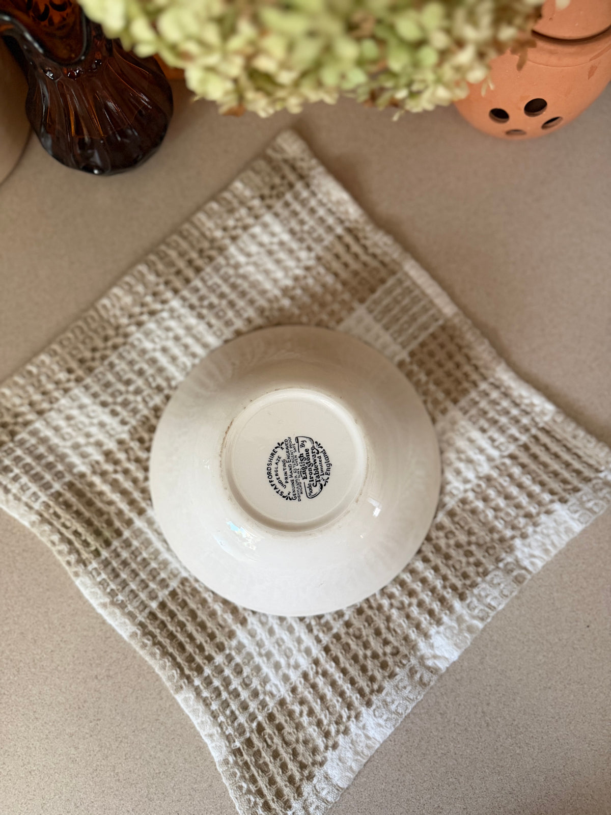 Set of 4 Brown Transferware Bowls by English Ironstone Tableware