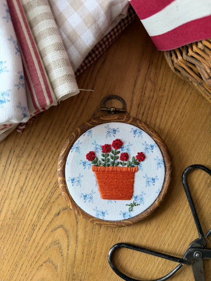 Pot of Red Flowers Embroidery Magnet