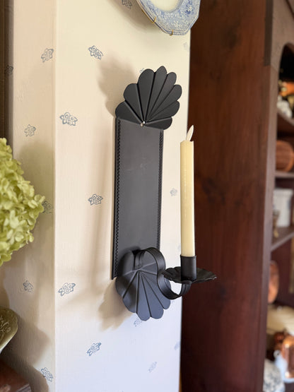 Black Metal Sconce With Curved Design