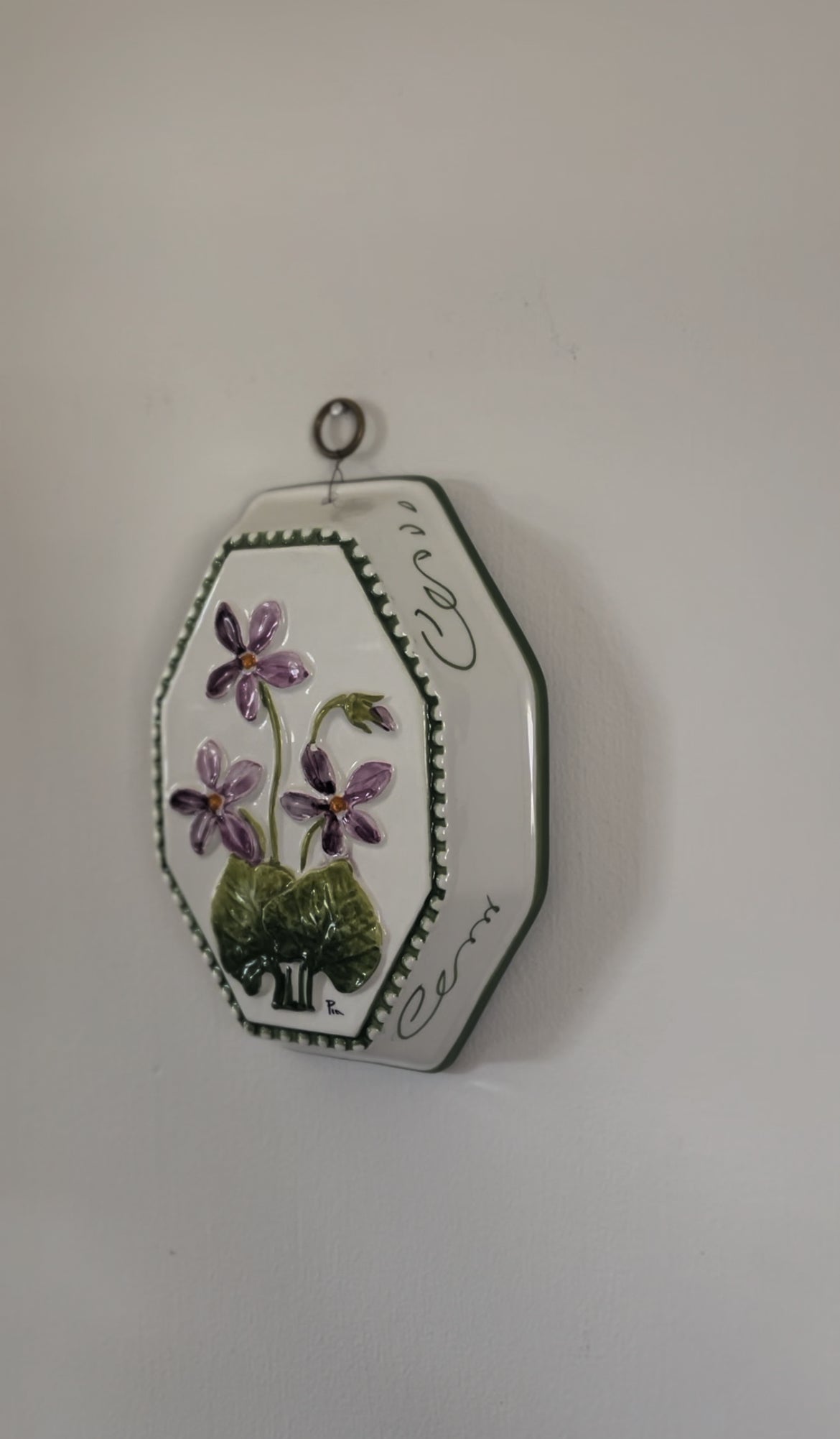 Floral Ceramic Wall Hanging - Hand-painted Made in Italy