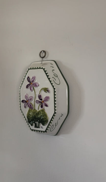 Floral Ceramic Wall Hanging - Hand-painted Made in Italy