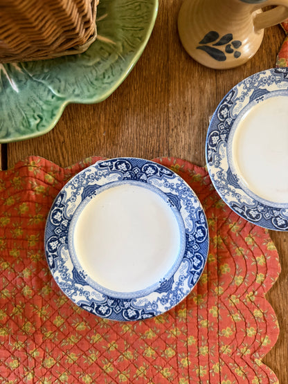 Set of 2 Blue and White Dessert Plates made in England
