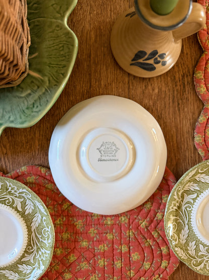 Set of 3 Green Floral J&G Meakin England Saucers