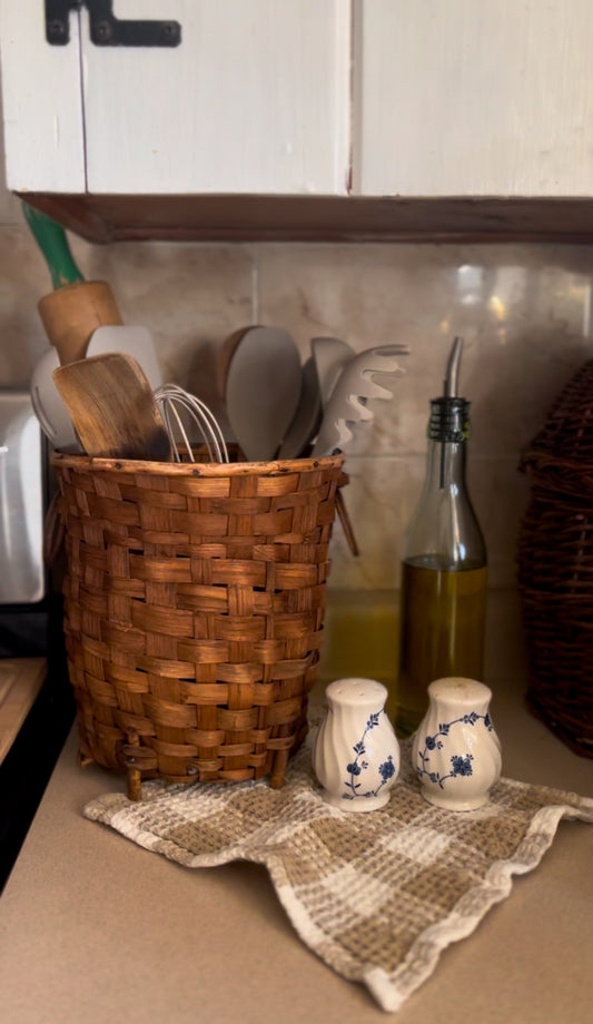 Woven Footed Basket with Handles