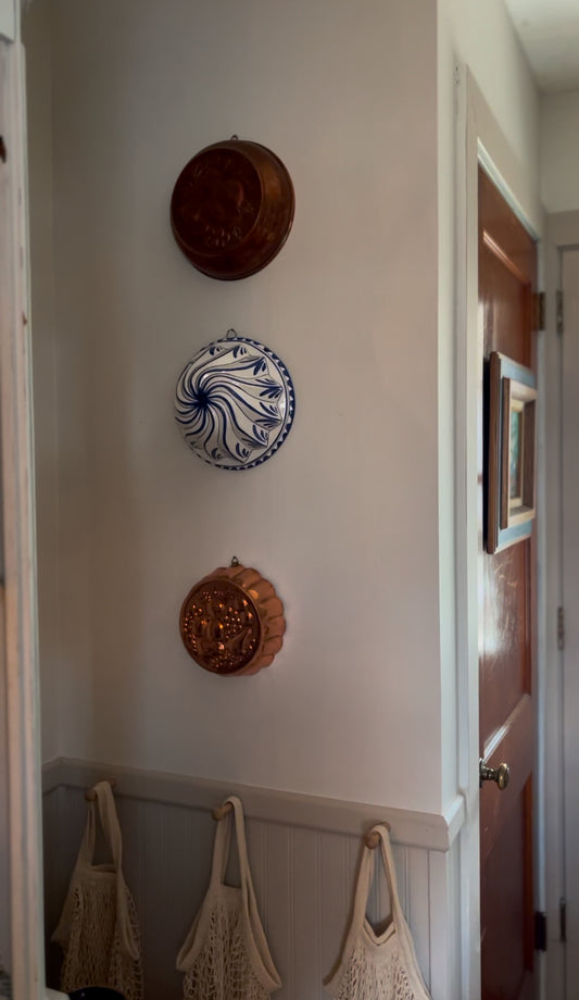 Italian Blue and White Ceramic Bundt Mold Wall Hanging