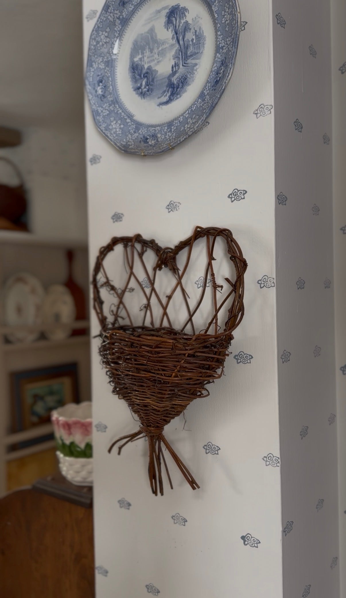 Woven Twig Heart Shaped Basket