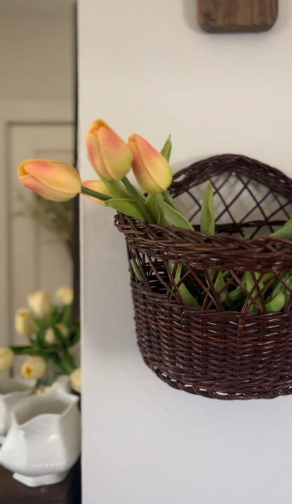Wicker Hanging Basket (*comes with 10 real-touch artificial tulips)