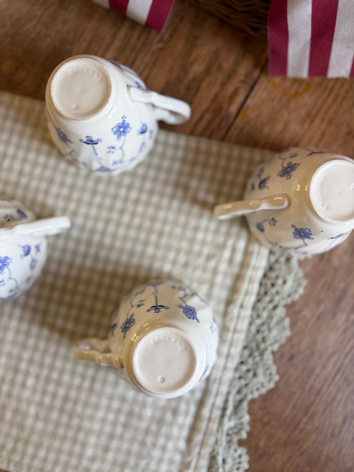 Set of 4 Blue Floral Myott Finlandia Teacups made in England