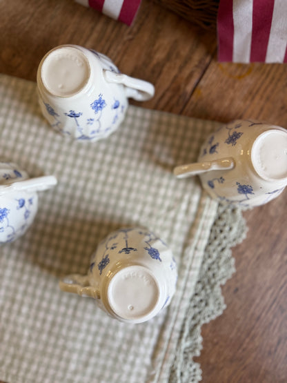 Set of 4 Blue Floral Myott Finlandia Teacups made in England