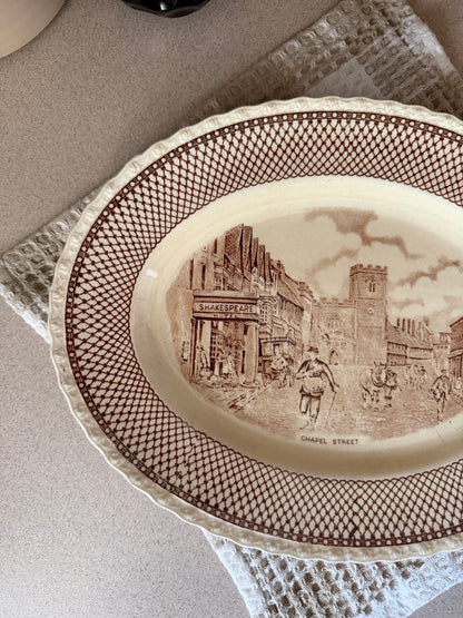 Brown Transferware "Shakespeare Land" Serving Platter made in England