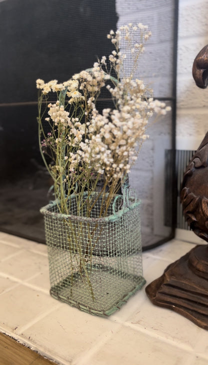 Green Wire Basket with Dried Florals