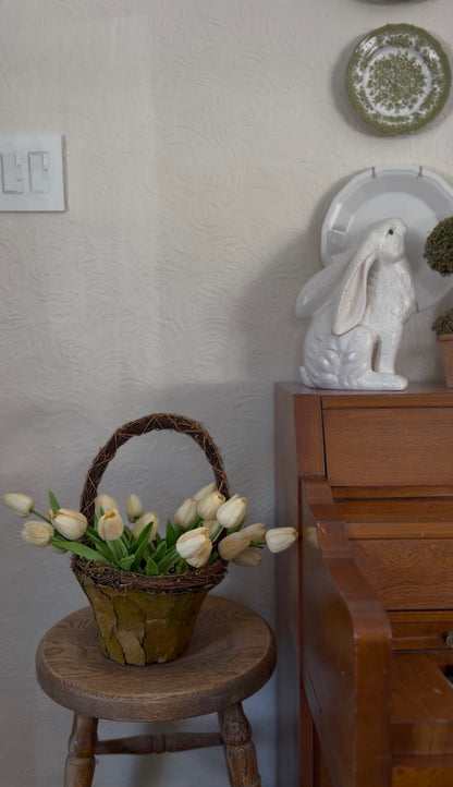 Leaf Basket with Tulips