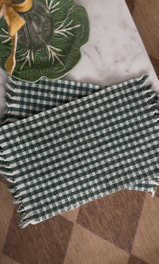 Set of 2 Green Checkered Placemats