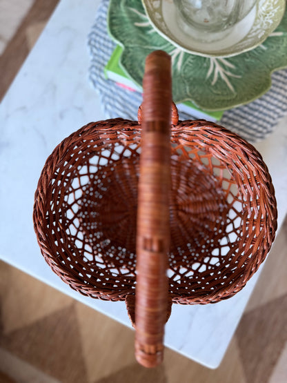 Medium Dark Brown Wicker Basket with Handle (flowers not included)