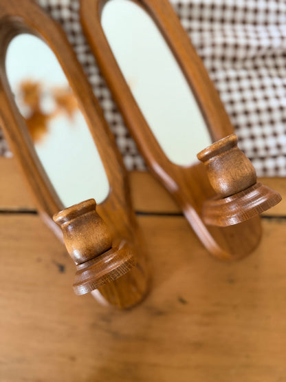 Set of 2 Mirrored Wooden Sconces