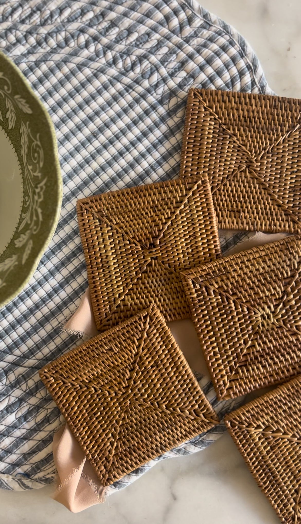 Set of 6 Woven Rattan Coasters