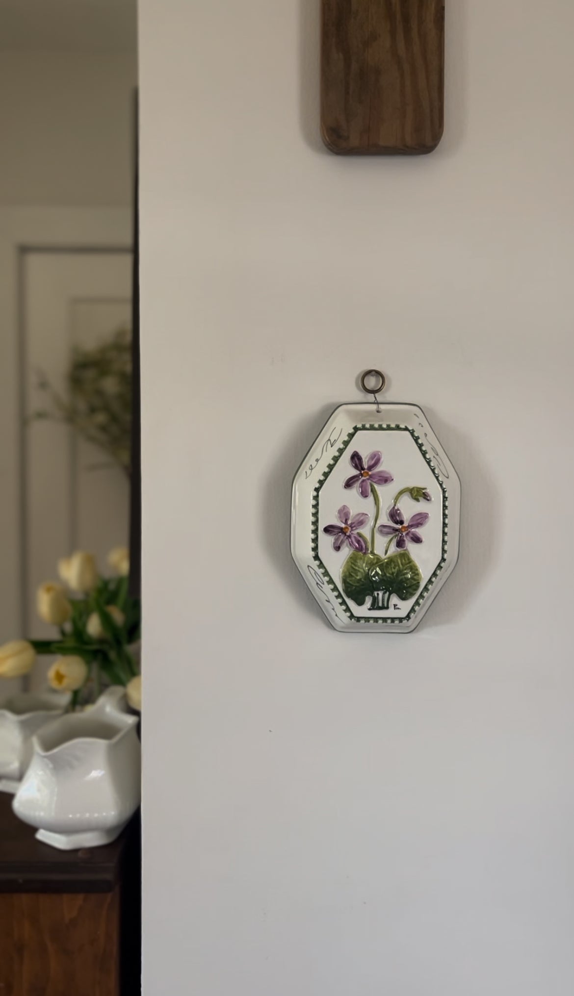 Floral Ceramic Wall Hanging - Hand-painted Made in Italy