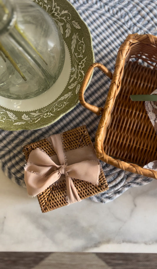 Set of 6 Woven Rattan Coasters