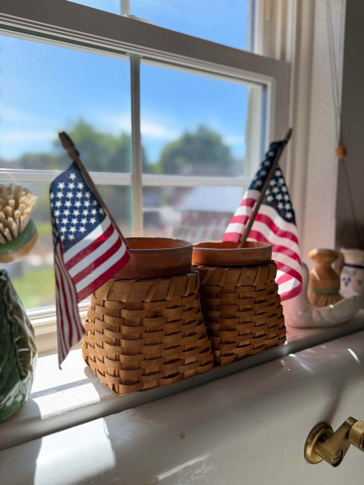Double Basket with Terra Cotta Pots