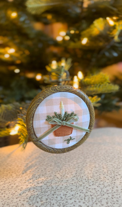 Small Terracotta Pot Candle Embroidery Ornament