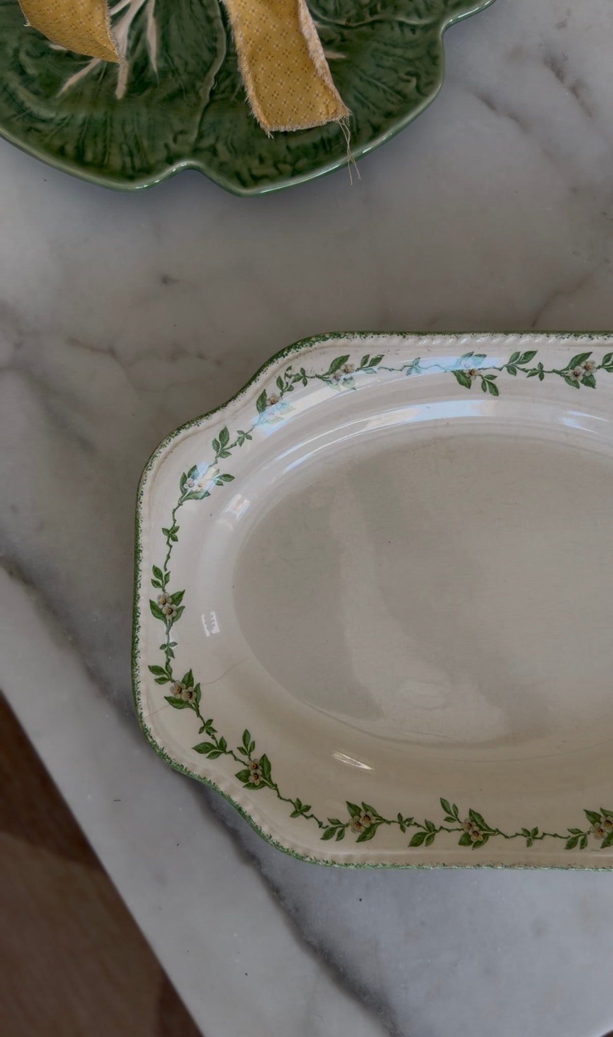 Green Floral Steubenville Ivory Platter