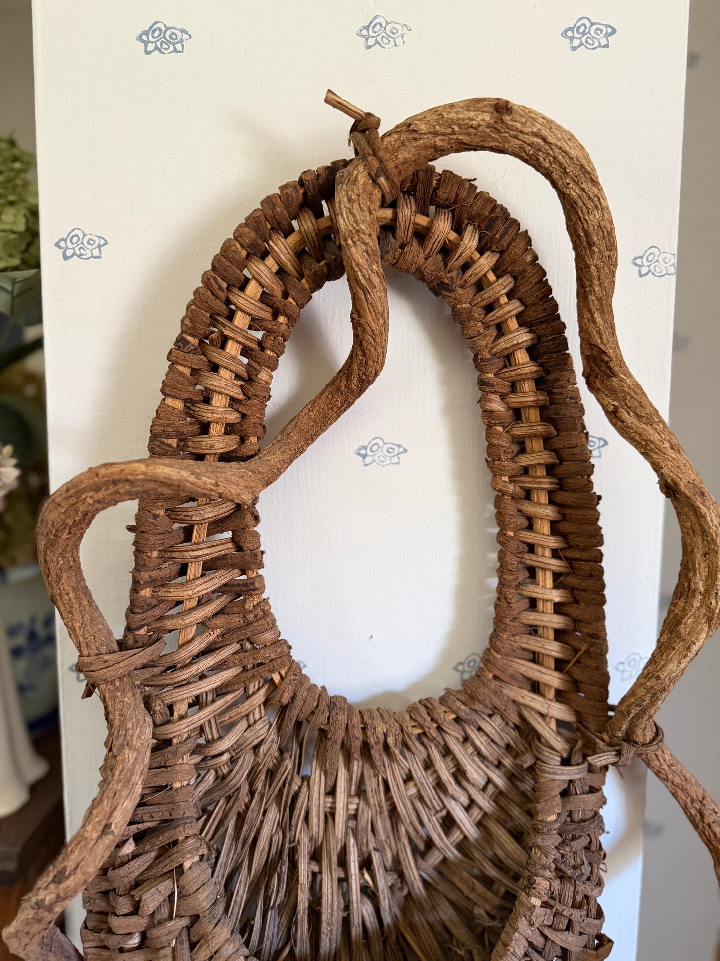 Handwoven Willow and Branch Hanging Basket