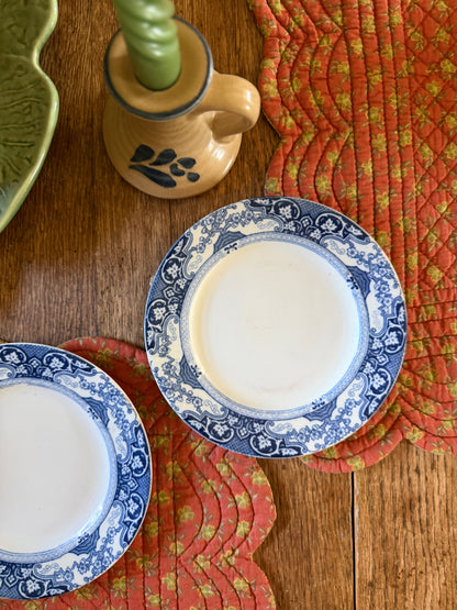 Set of 2 Blue and White Dessert Plates made in England