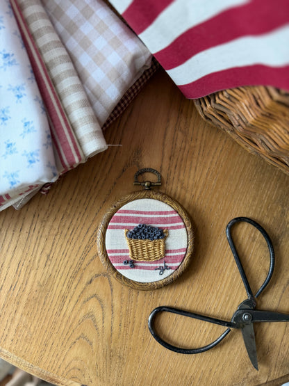 Mini Basket of Blueberries Embroidery Magnet