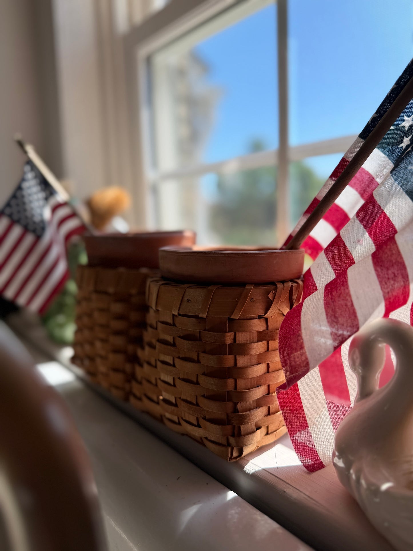 Double Basket with Terra Cotta Pots